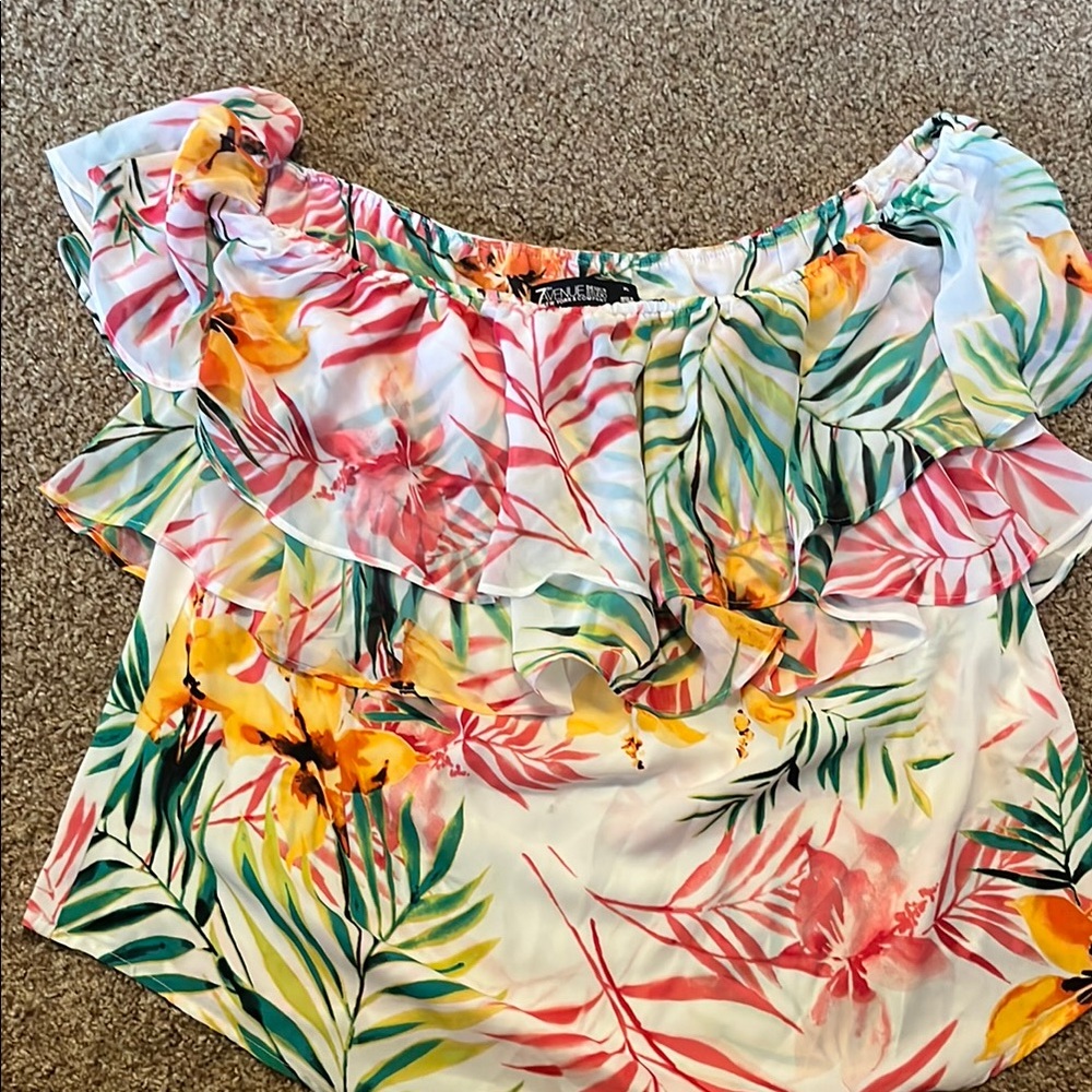 Forever 21 Pink Ruffled Off-Shoulder Blouse